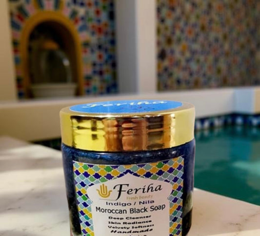 ✨Moroccan Black Soap with Indigo Sahara Nila, Pre- Exfoliating Detox Cleanser