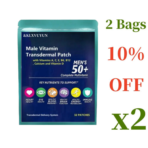 Men's 50+multi vitamin transdermal patch, containing vitamins A, B6,