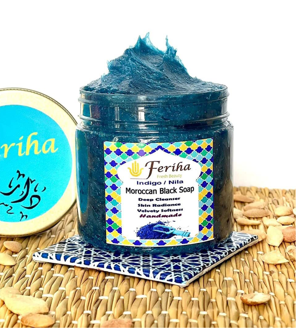 ✨Moroccan Black Soap with blue Indigo Sahara Nila 100%Authentic