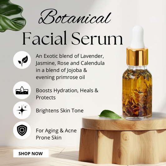 Botanical Anti Aging Facial Serum w/ Rose, Jasmine, Lavender and Calendula