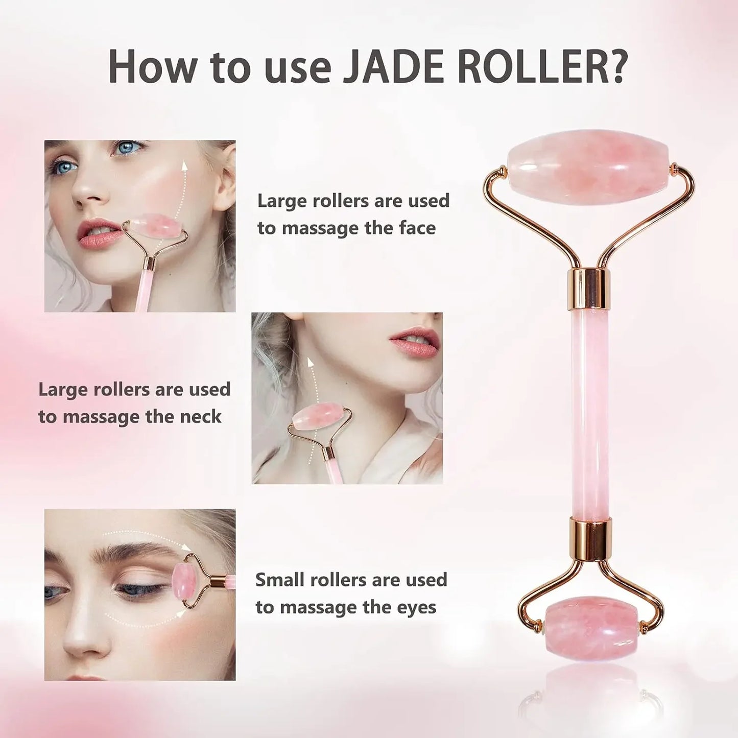 Natural Jade Roller Gua Sha Set Facial Body Massager Roller Face