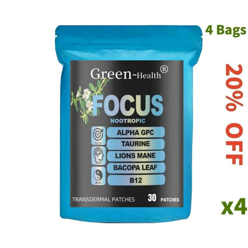30 Patches Focus 6-in-1 Nootropic Brain Transdermal Patches with Lions