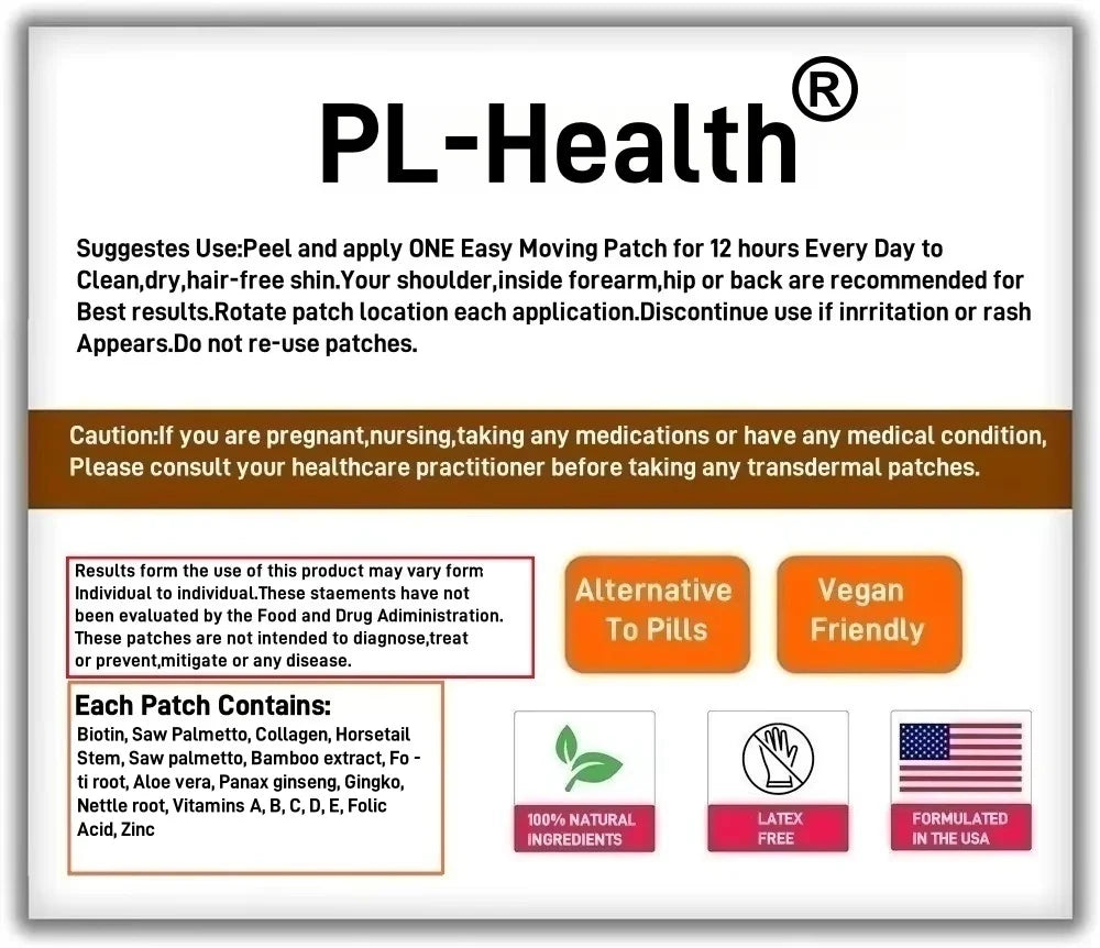 30 Patches Hair Growth Vitamins Transdermal Patches for Women Stronger