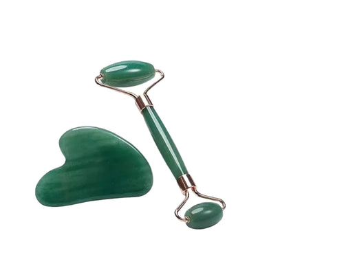 Natural Jade Roller Gua Sha Set Facial Body Massager Roller Face