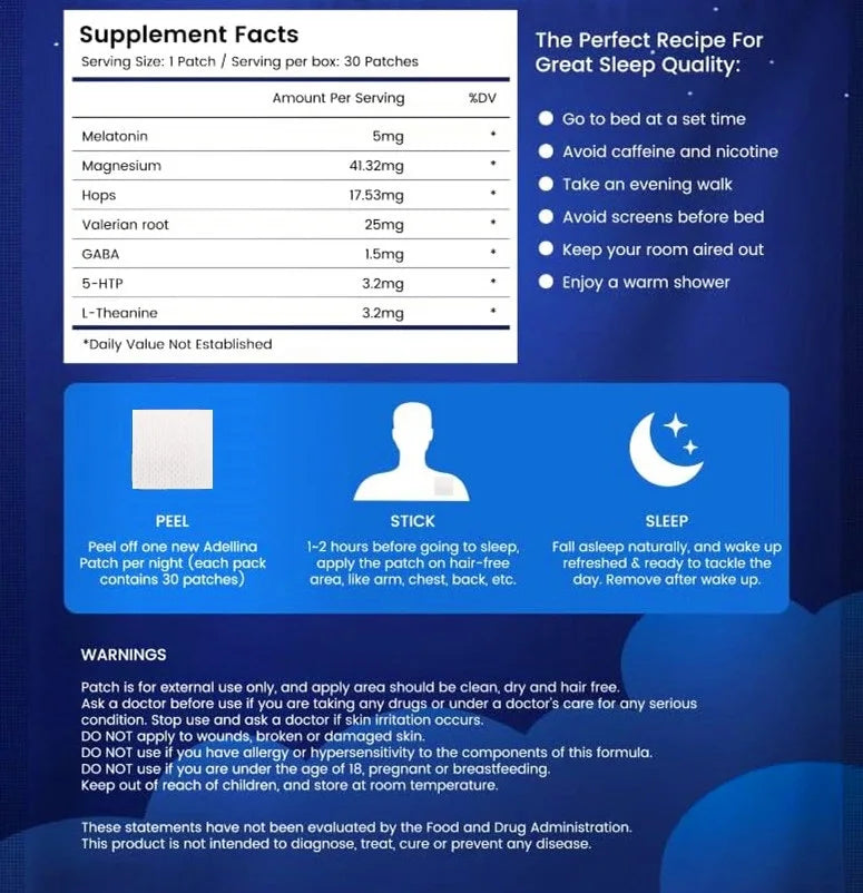 Sleep Patches for Adults Extra Strength Insomnia Sleep Support Patch
